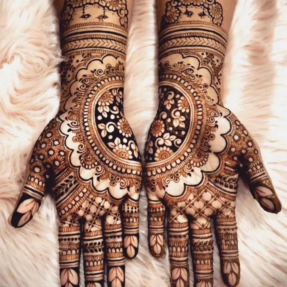 Front Hand Mehndi Design Flower