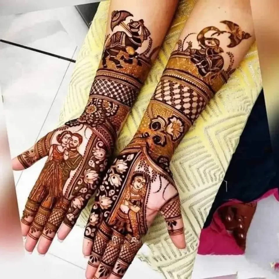 mehndi design flower front hand
