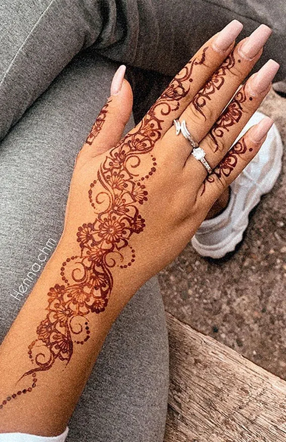 Back Hand Flower Mehndi Design