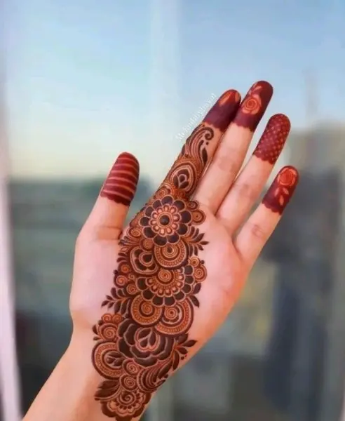 Simple Floral Mehndi Design Front Hand