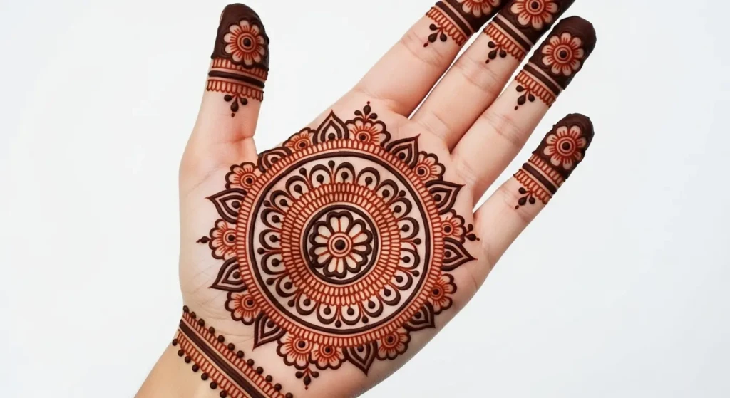Simple Hand Round Mehndi Design Front Hand
