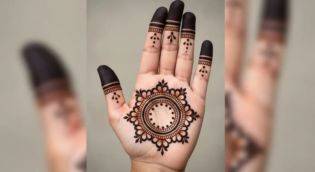 Round Mehndi Design Front Hand Full Hand
