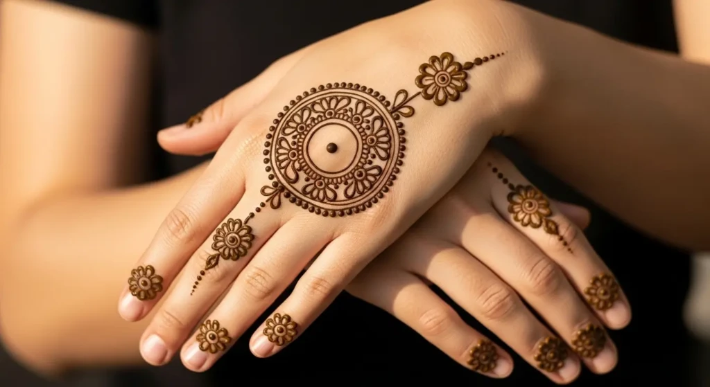 Palm Mehndi Design Simple Circle
