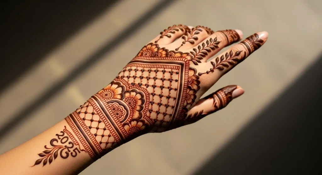 stylish back hand mehndi design
