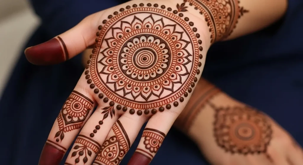 Back Hand Round Mehndi Design