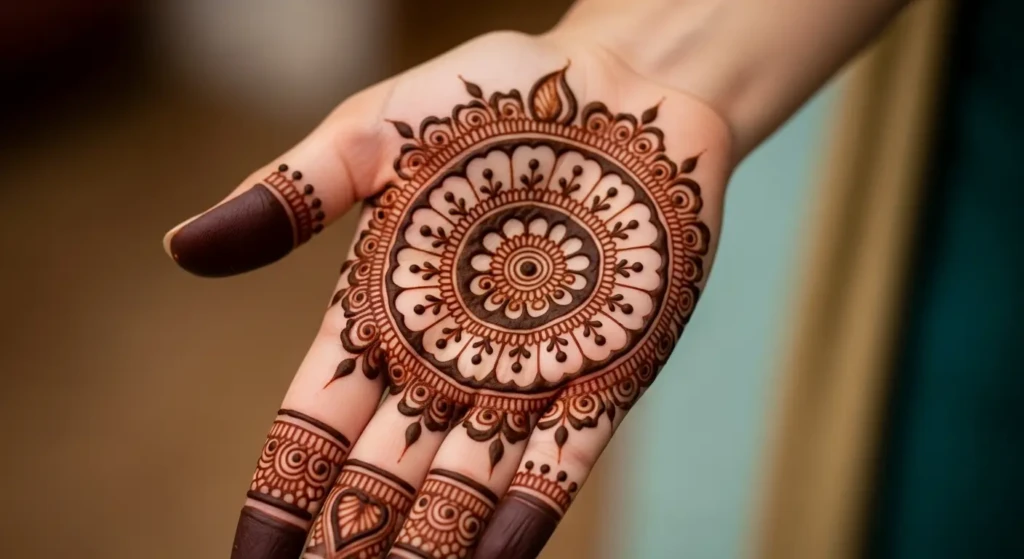 Round Flower Mehndi Design
