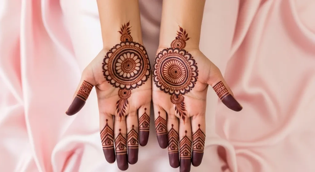 Simple Mehndi Design Round Shape
