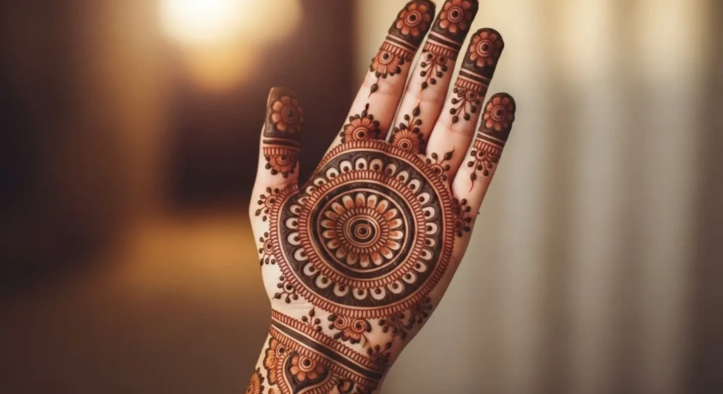 Round Mehndi Design Simple Back Hand
