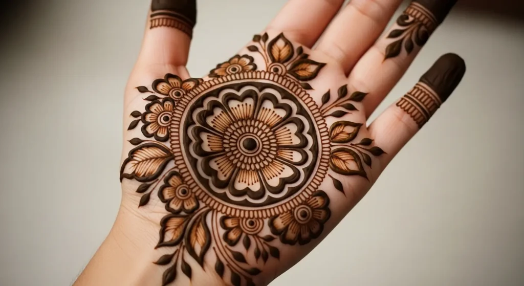 Round Mehndi Design Full Hand
