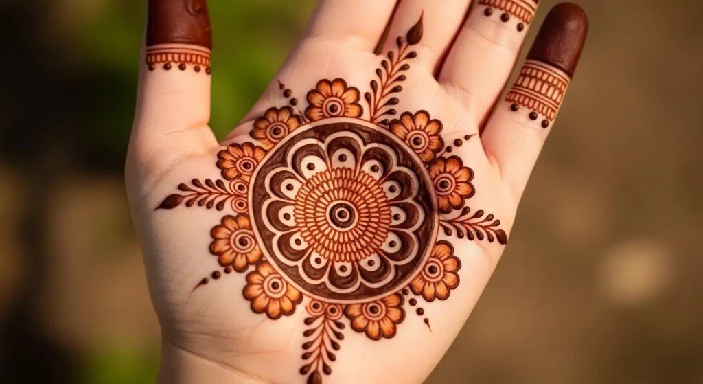 Back Side Mehndi Design Round Shape
