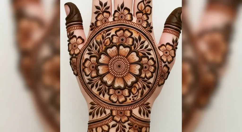 Round Mehndi Design Simple and Beautiful
