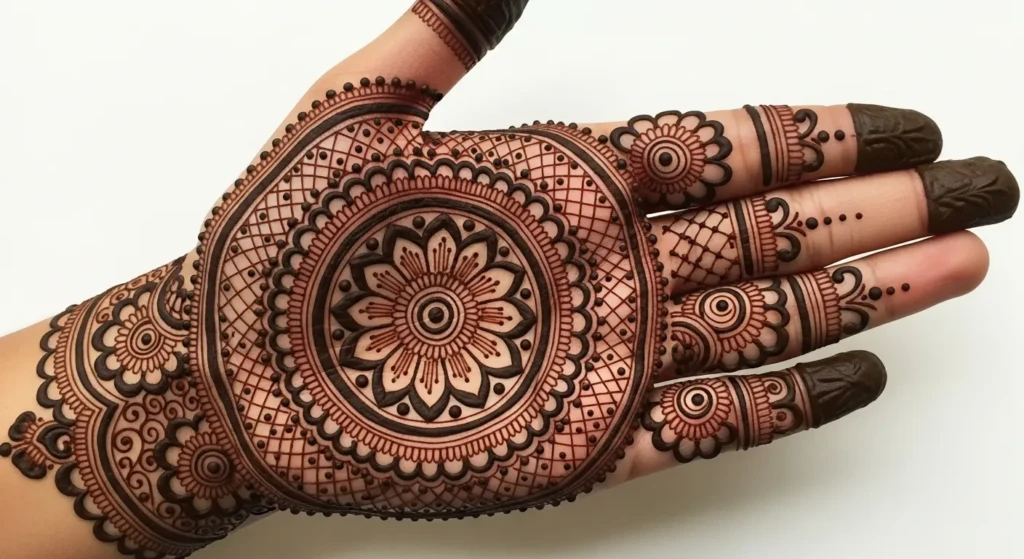 Round Full Hand Mehndi Design
