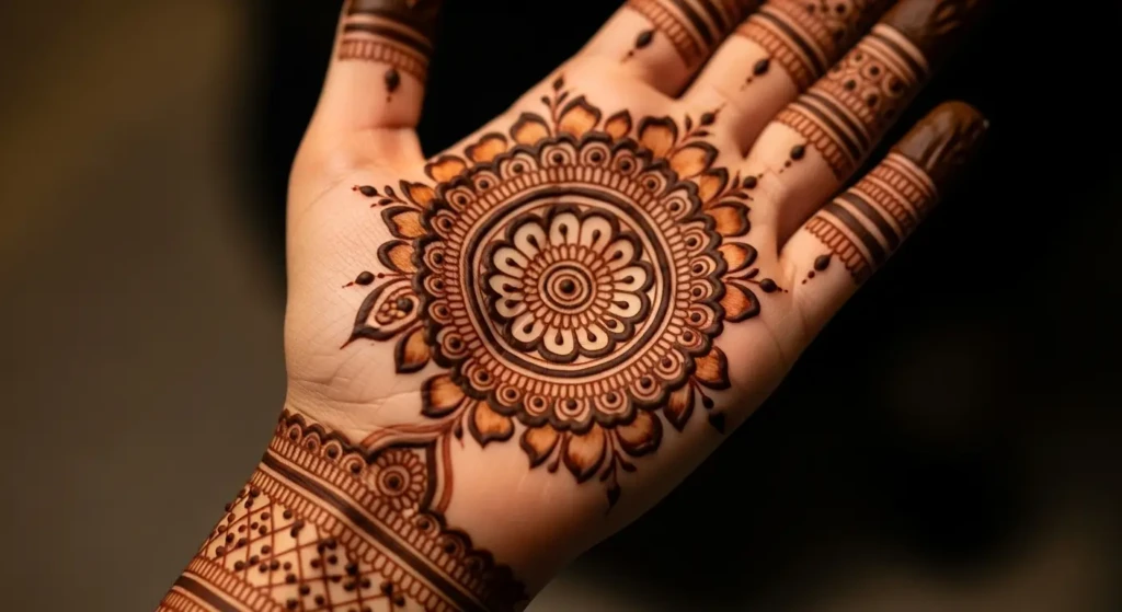 Circle Mehndi Design Back Hand
