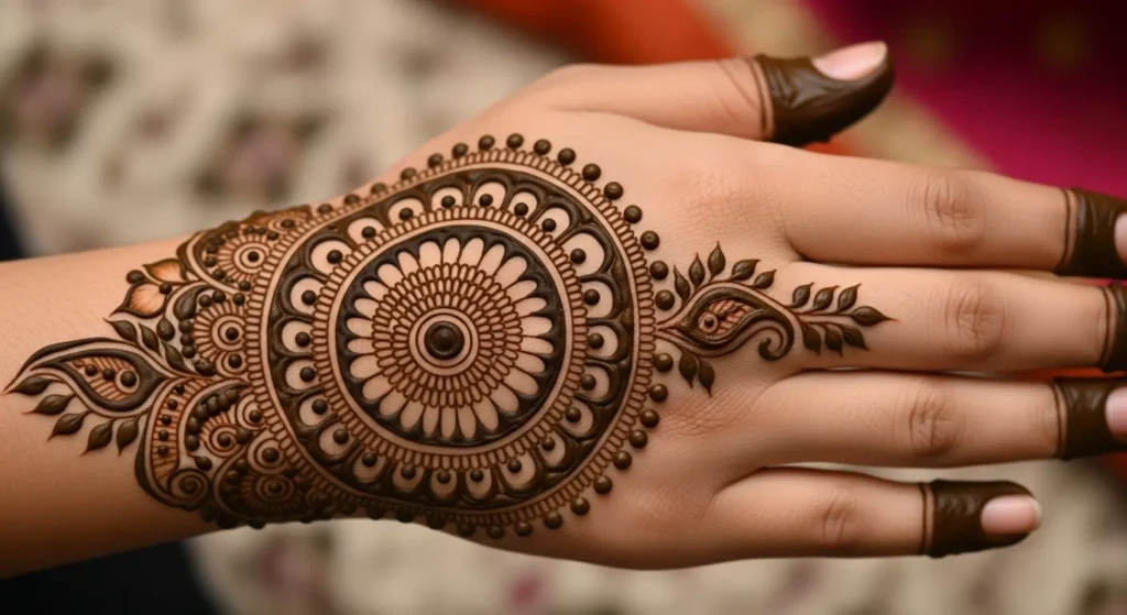 Mehndi Design Back Hand Round Shape
