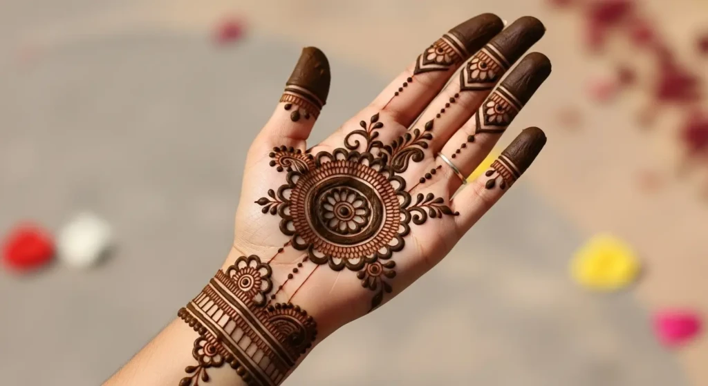 Front Hand Round Mehndi Design
