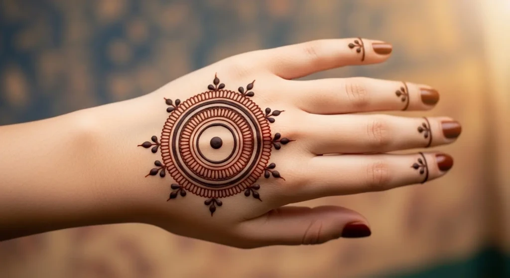 Simple Round Mehndi Design Photos Back Hand