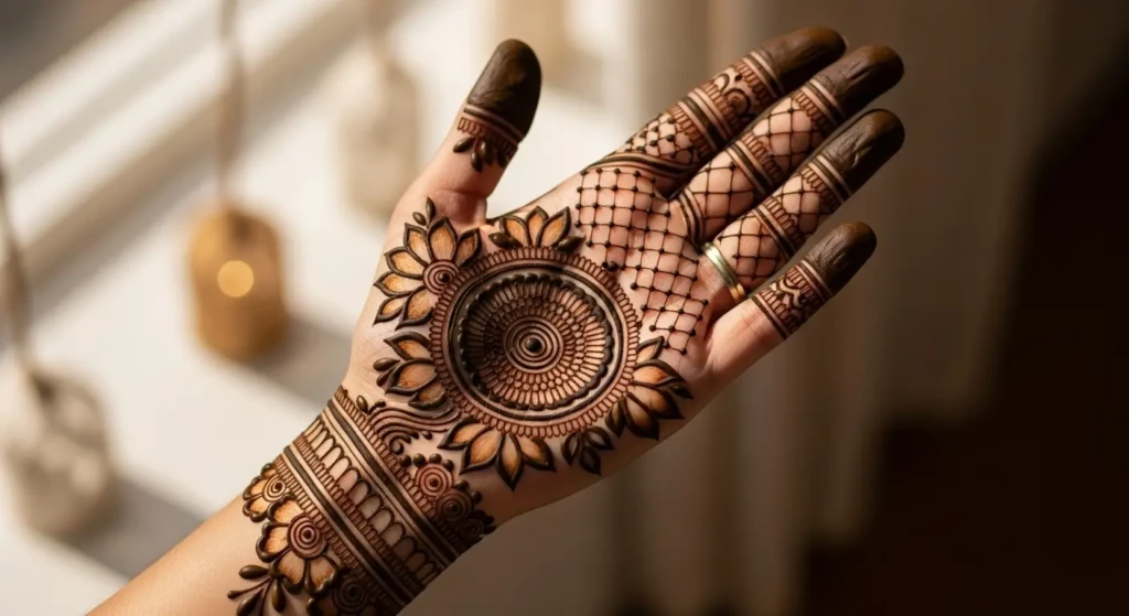 palm side mehndi design
