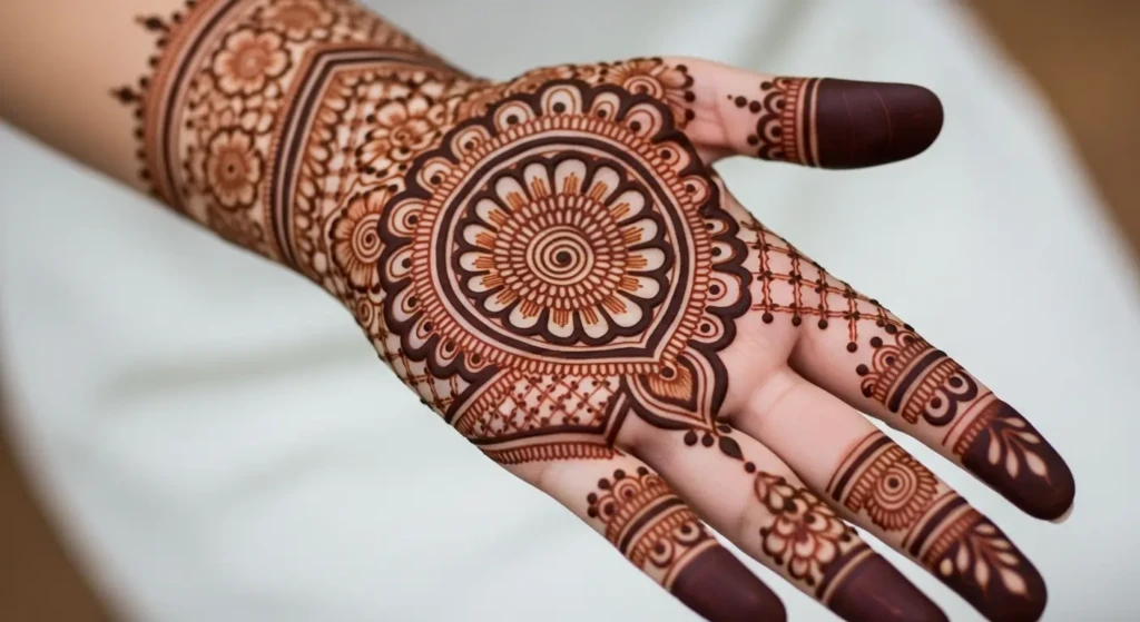 Palm Mehndi Design Simple Front Hand
