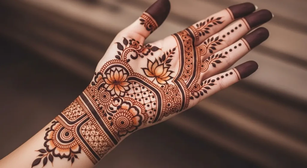 cute palm mehndi design
