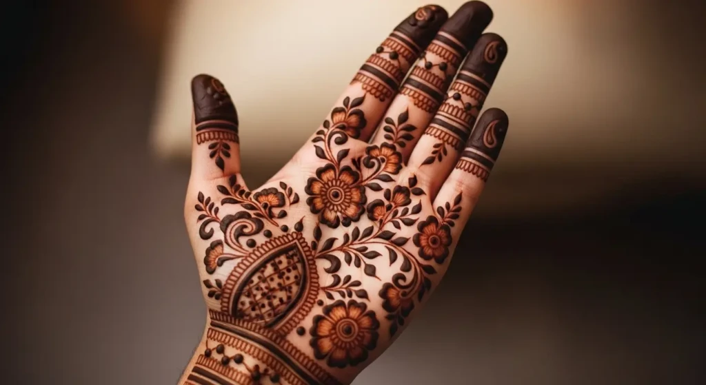 palm size mehndi design
