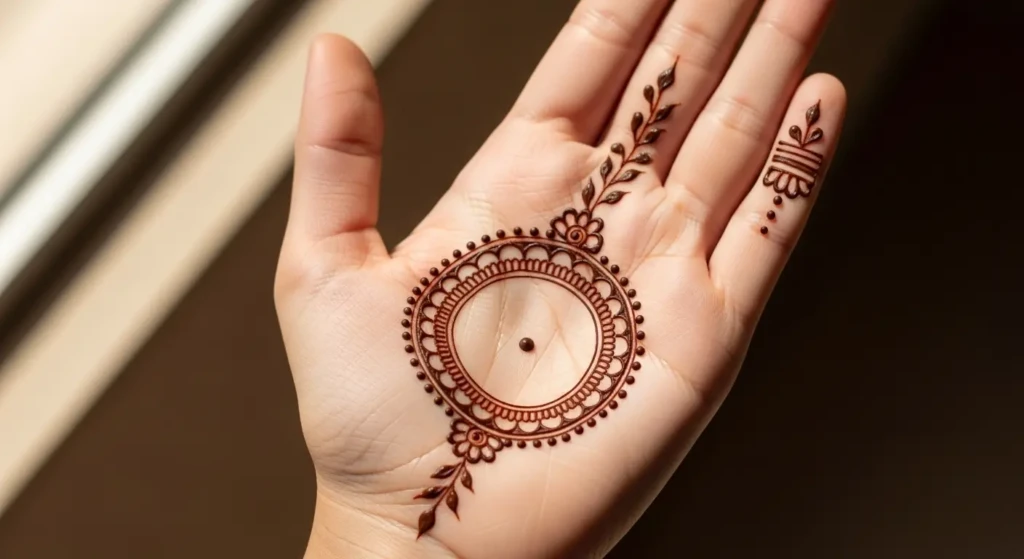 Circle Mehndi Design Front Hand
