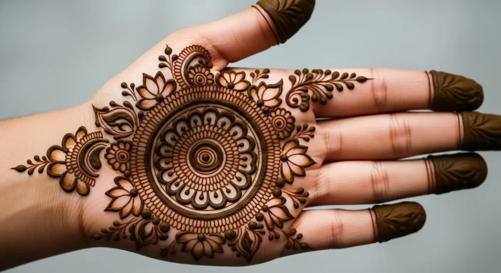 Round Mehndi Design Back Hand