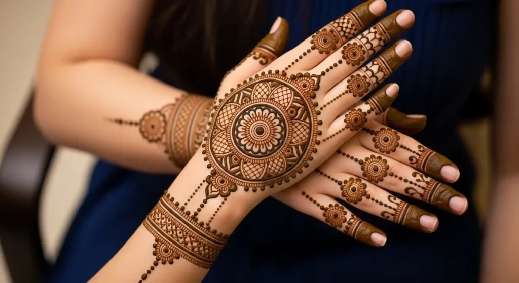 Round Mehndi Design Front Hand