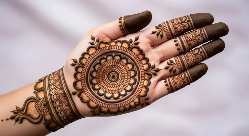 Front Hand Circle Mehndi Design