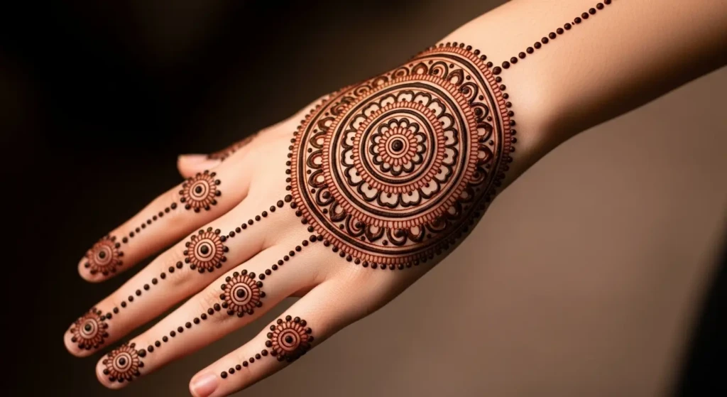 Front Hand Mehndi Design Circle