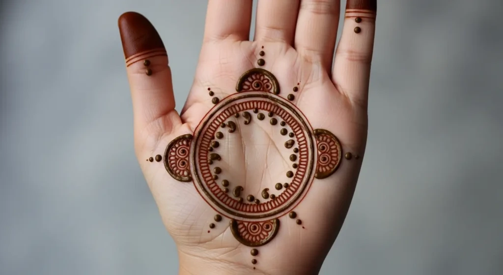 Front Hand Simple Mehndi Design Circle
