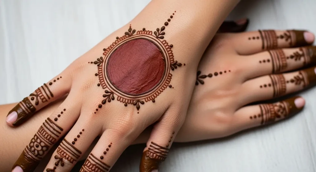 Easy Simple Circle Mehndi Design for Back Hand