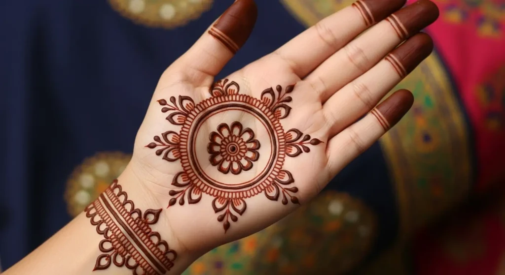 easy front hand simple mehndi design circle