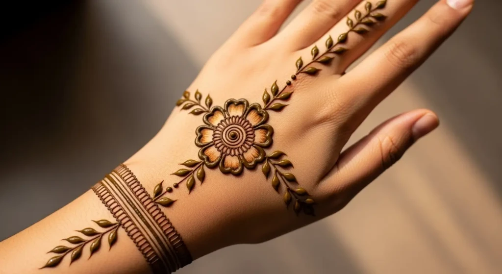 Back Side Leaf Mehndi Design