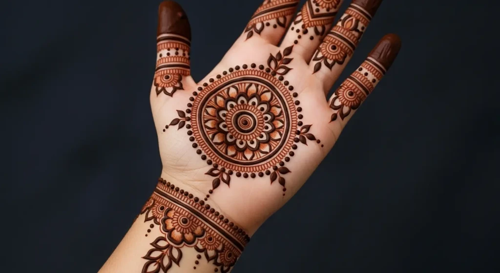 back hand mehndi design round