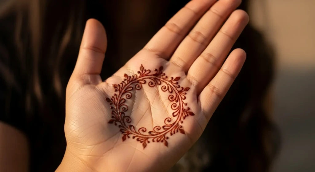 simple mehndi design round shape