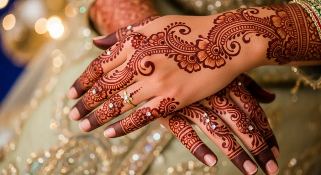 The hands that wear henna, a canvas so pure, Carry stories of love that forever endure