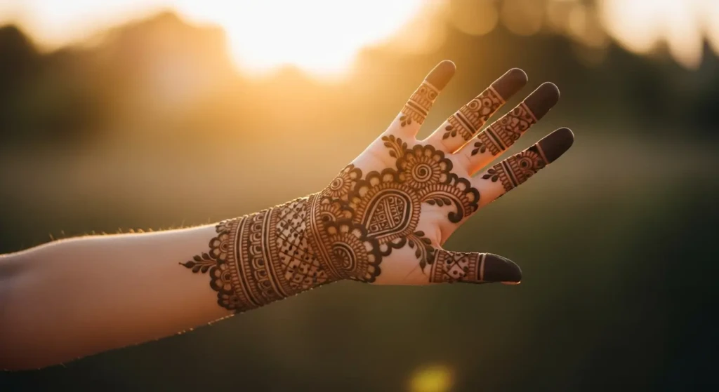 With Mehndi on my hand, I stand tall, A piece of art that enchants all