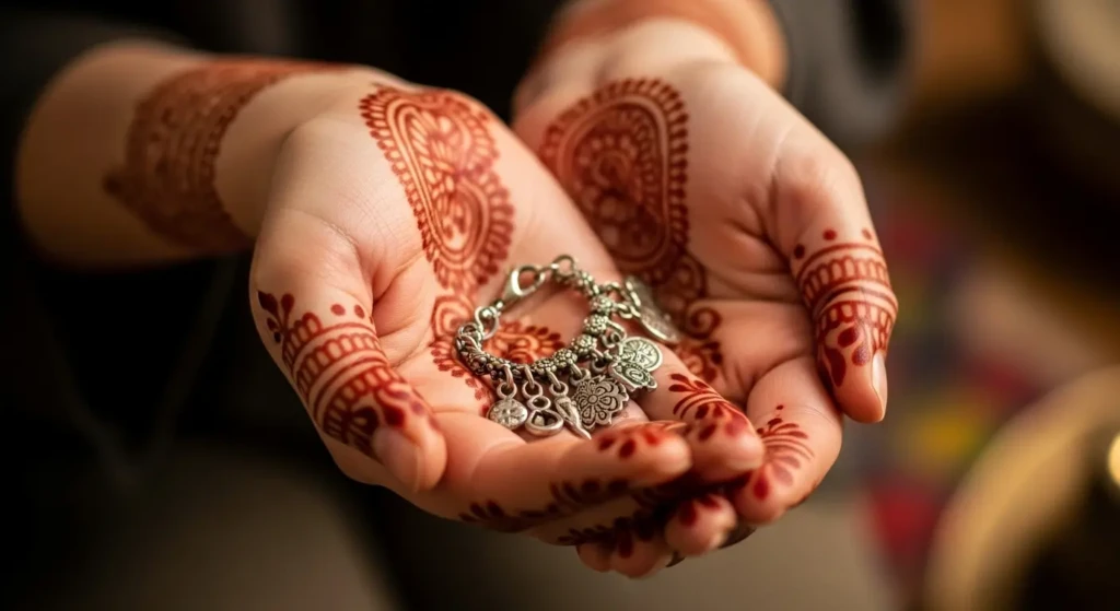 Soft hands adorned in henna’s embrace, Carry a charm nothing can replace