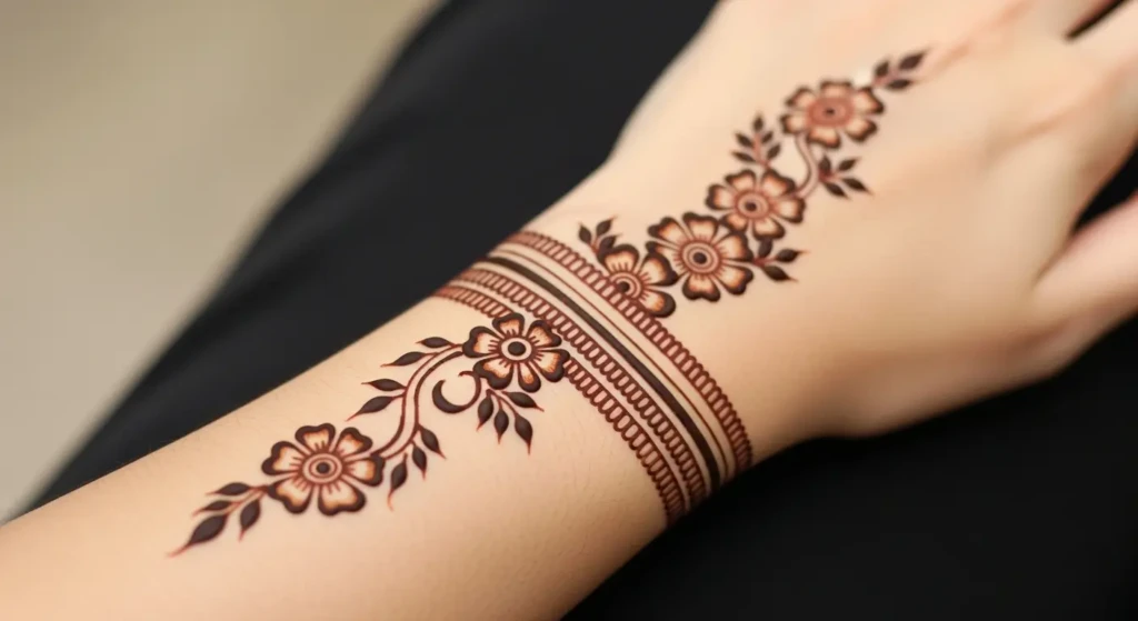 Left Hand Back Mehndi Design
