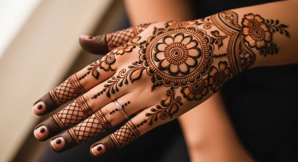 Back Side Royal Back Hand Mehndi Design
