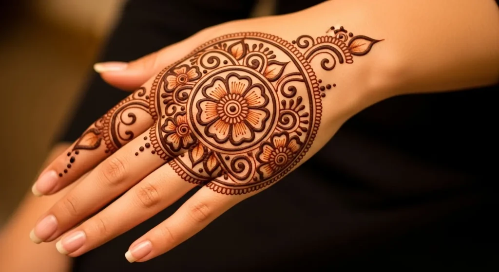 Easy and Beautiful Round Mehndi Design to Try