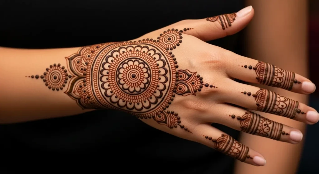 Round Mehndi Design Back Hand
