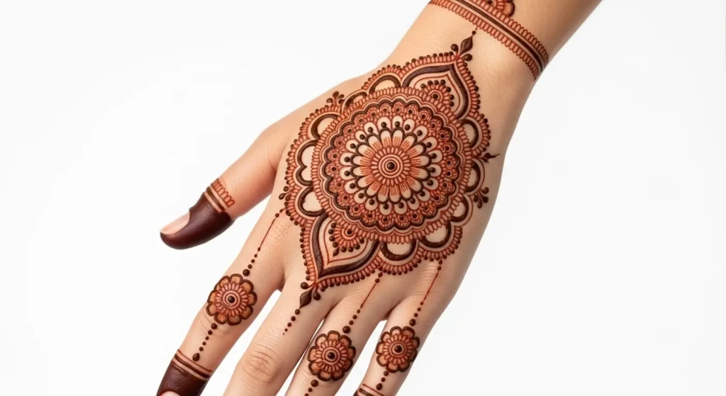 Round Mehndi Design Front Hand
