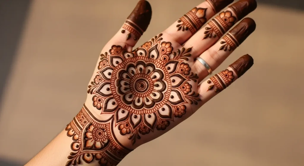 Simple Round Mehndi Design Photo
