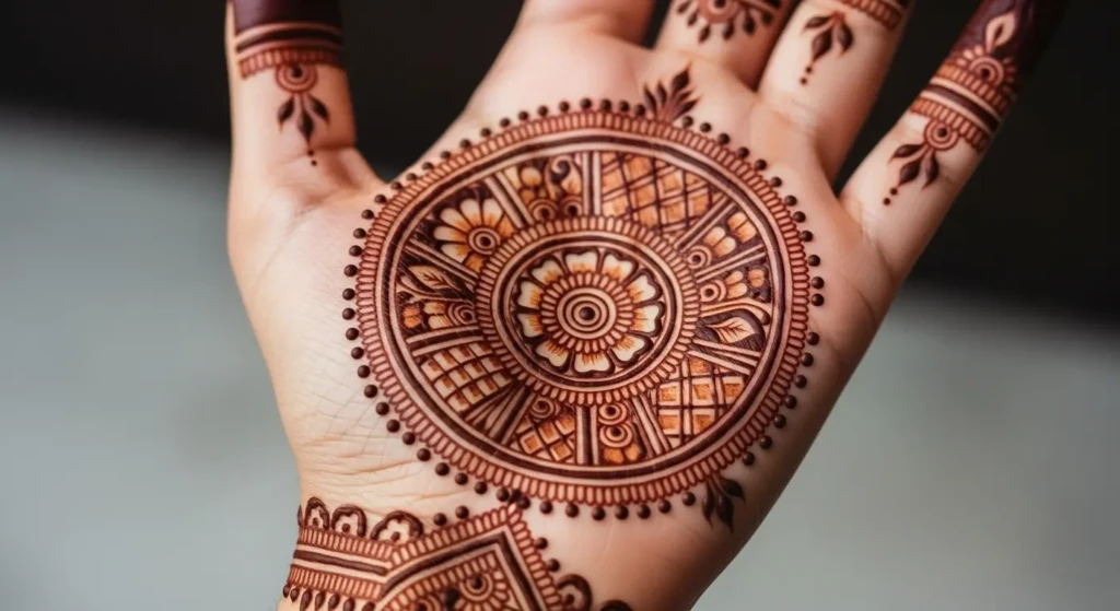 Simple Round Shape Mehndi Design

