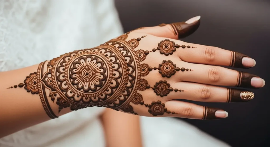 Back Hand Mehndi Design Round
