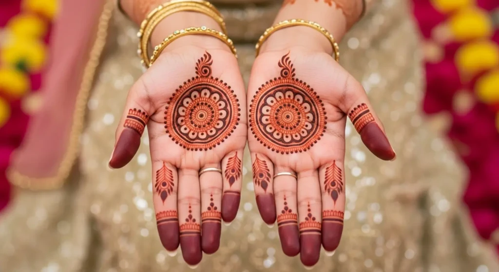 Back Side Mehndi Design Simple Round
