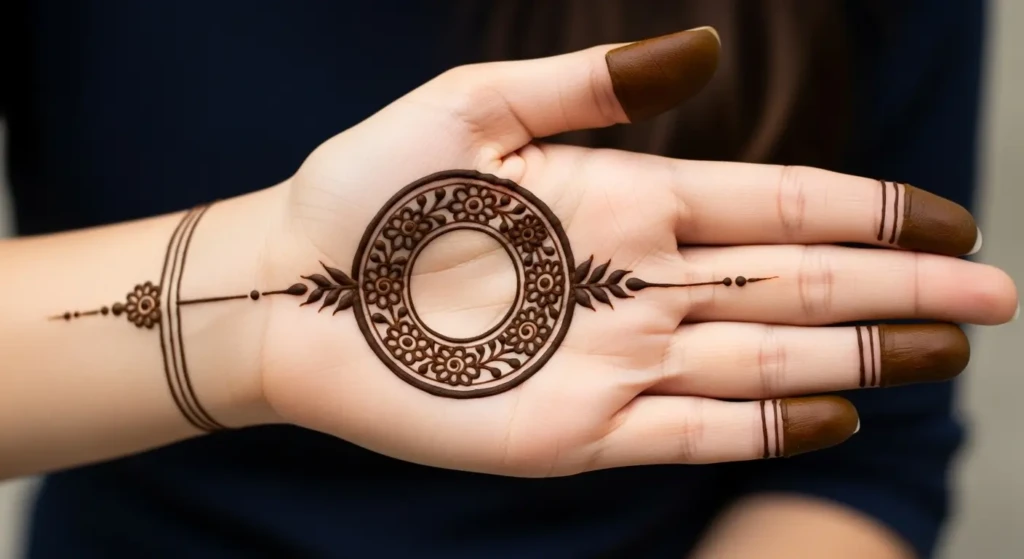 Round Mehndi Design Back Hand Simple
